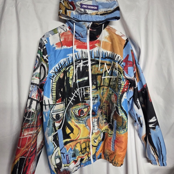 Members Only Jean-Michel Basquiat Graphic Lightweight Windbreaker Jacket Mens S